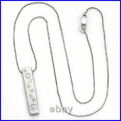 14K White Gold 0.53 TCW Diamond Matte Bar Pendant Necklace 6.7Gr G/H VS-2