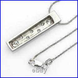 14K White Gold 0.53 TCW Diamond Matte Bar Pendant Necklace 6.7Gr G/H VS-2