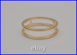 14K Yellow Gold Double Band Ring Size 6.25 Open Bar Minimalist Fine Jewelry R3 14K Yellow Gold Double Band Ring Size 6.25 Open Bar Minimalist Fine Jewelry R3