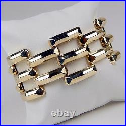 14 kt Gold RETRO ART 5 Row Flexible Bar Link Brick Style Bracelet 6 1/2 A1666