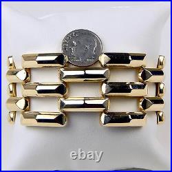 14 kt Gold RETRO ART 5 Row Flexible Bar Link Brick Style Bracelet 6 1/2 A1666