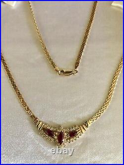 14k Gold YG Ruby Diamond Necklace Genuine Fine Brilliant Worn Once 1993 Vintage
