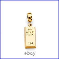 14k Yellow Gold Bar 1 Kg Fine Gold Pendant Charm For Necklace or Chain