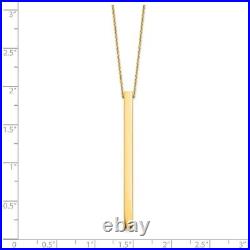 14k Yellow Gold Bar 2 Inch Necklace Pendant Charm Fine Jewelry Women Gifts Her