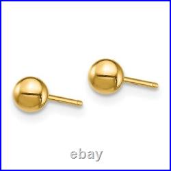 14k Yellow Gold Bar 3mm Ball Post Earrings Set Button Fine Jewelry Women Gifts
