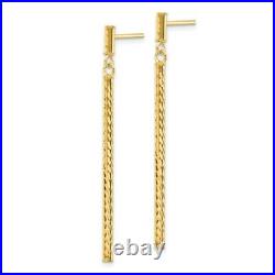 14k Yellow Gold Bar Drop Dangle Chandelier Post Stud Earrings Fine Jewelry