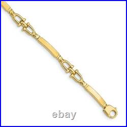 14k Yellow Gold Bar Stirrup Link Bracelet 7.25 Inch Fancy H Fine Jewelry Women