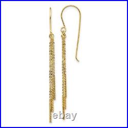 14k Yellow Gold Chain Bar Shepherd Hook Earrings Drop Dangle Fine Jewelry Women