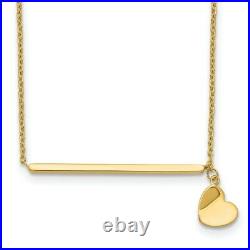14k Yellow Gold Heart 2 Inch Extension Chain Necklace Pendant Charm Bar Fine
