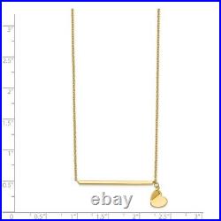 14k Yellow Gold Heart 2 Inch Extension Chain Necklace Pendant Charm Bar Fine