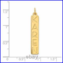 14k Yellow Gold Large Vertical Personalized Bar Pendant Charm Necklace Fine