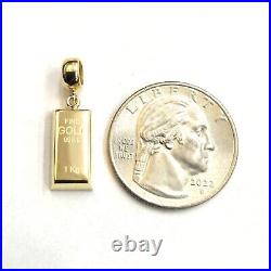 14k Yellow Gold Tiny 999.9 fine gold bar brick bar 1kg Pendant Charm Gift 2.2g