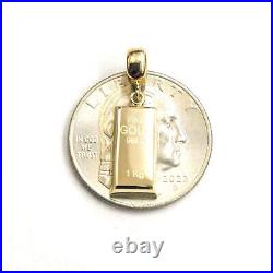 14k Yellow Gold Tiny 999.9 fine gold bar brick bar 1kg Pendant Charm Gift 2.2g