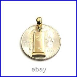 14k Yellow Gold Tiny 999.9 fine gold bar brick bar 1kg Pendant Charm Gift 2.2g