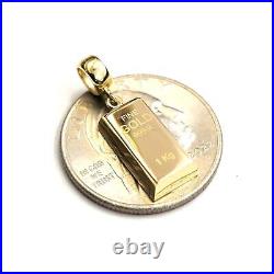 14k Yellow Gold Tiny 999.9 fine gold bar brick bar 1kg Pendant Charm Gift 2.2g