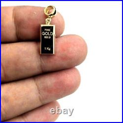 14k Yellow Gold Tiny 999.9 fine gold bar brick bar 1kg Pendant Charm Gift 2.2g