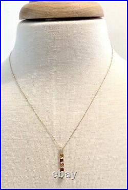 14k gold Bar pendant Necklace with Citrine. Vintage Fine Jewelry. 20 Chain
