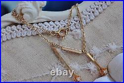 14k yellow gold necklace 18.0 diamond dangle vintage handmade 2.5gr
