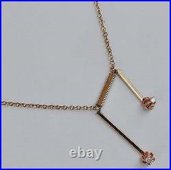 14k yellow gold necklace 18.0 diamond dangle vintage handmade 2.5gr