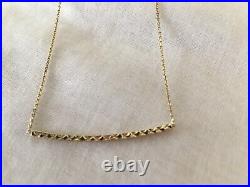 14kt Yellow Gold 16 Fine Chain Textured Bar Necklace plus 2 Extension Chain