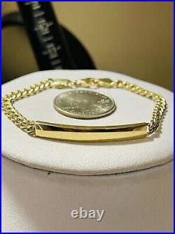 18K 750 Fine Real Saudi Gold 7 Long Womens Cuban Bar Bracelet With 6.8g 4mm
