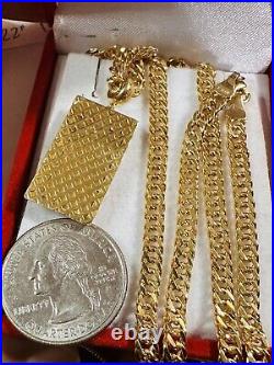 18K 750 Real Fine Gold 22 long Mens Women's Gold Bar Necklace 4.5mm 15.2g
