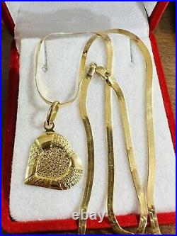 18K Fine 750 Saudi Real Gold Women's Heart Love Set Necklace 18 Long 2.5mm 5.3g