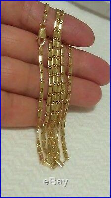 18K Fine Yellow Solid Gold Fancy Bar Links Design Necklace 11.4 grams