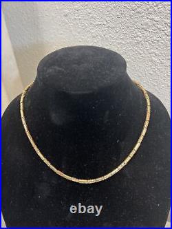 18K Solid Yellow Gold Multi Bar Cable Chain Necklace 19