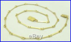 18K Yellow Gold Bar Link Chain Necklace 17 Inch 1.3mm 8.7 Grams M1675