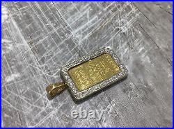 18K Yellow Gold and Credit Suisse Fine Gold Bar Diamond Bezel 5 Grams