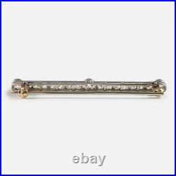 1920s Cased Art Deco Platinum, Gold, and 1.72cts Diamond Bar Brooch