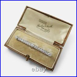 1920s Cased Art Deco Platinum, Gold, and 1.72cts Diamond Bar Brooch