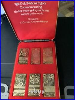 1973 The Silver Mint Gold Producing Nations Fine 20g Ingot 6-Bar Set 24kt RARE