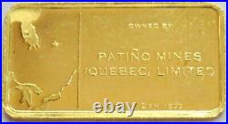 1977 Gold. 999 Fine Copper Rand Mine Chibougamau Quebec Canada 2.7 Gram Bar