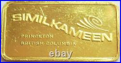 1977 Gold. 999 Fine Rare Newmont Mining Corp Similkameen Princeton Bc Canada Bar