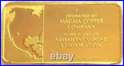 1977 Gold Newmont Gold Mining Magma Copper Co. Superior Arizona. 999 Fine Bar