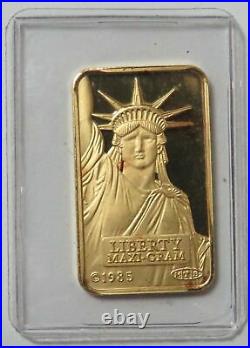 1985 Credit Suisse Mtb Gold 5 Gram. 9999 Fine Statue Of Liberty Mtb Bar