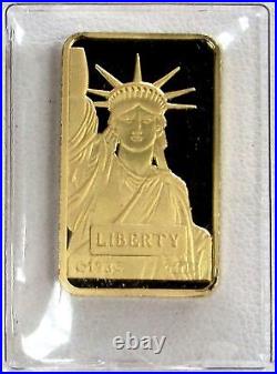1985 Gold Vintage Mtb 10 Gram 999.9 Fine Credit Suisse Statue Of Liberty Bar