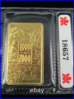 1999 2000 1 troy oz Gold Bar Royal Canadian Mint Millennium 9999 Fine Au 18657