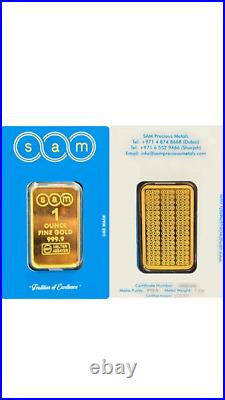 1 0Z Gold Bar. 9999 Fine Gold (Pure) in Sealed Assay-Sam Precious Metals (UAE)