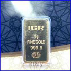 1.0 Gram IGR Gold Bar Istanbul Gold Refinery 999.9 Fine in Sealed Assay 1.0 Gram IGR Gold Bar Istanbul Gold Refinery 999.9 Fine in Sealed Assay
