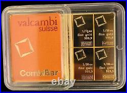 1/10th oz. 9999 Fine Gold Bar Valcambi Suisse Combibar 1 Segment (3.11 gram)