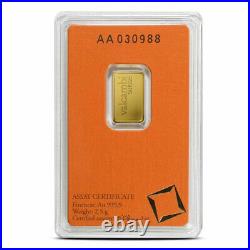 1 2 1/2 Gram. 9999 Fine Gold Bar Valcambi Suisse Sealed on a Card BU