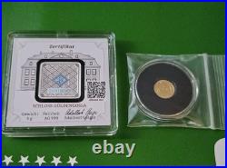 1/2 G. 9999 Gold Capsule & Geiger 5 Gram Silver Bar. 999 Fine In Assay Monarch