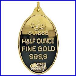 1/2 oz Gold PAMP Suisse Lady Fortuna Oval Bar. 9999 Fine