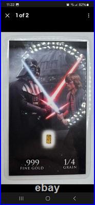 1/4 Grain GOLD BAR 24KT. 999 FINE GOLD BAR set of 3 IN STAR WARS CARD