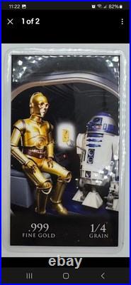 1/4 Grain GOLD BAR 24KT. 999 FINE GOLD BAR set of 3 IN STAR WARS CARD