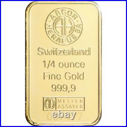1/4 oz Gold Bar Argor Heraeus 999.9 Fine in Assay