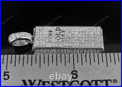 1.50 Ct Lab-Created Diamond Fine Gold 999.9 Bar Pendant 925 Sterling Silver